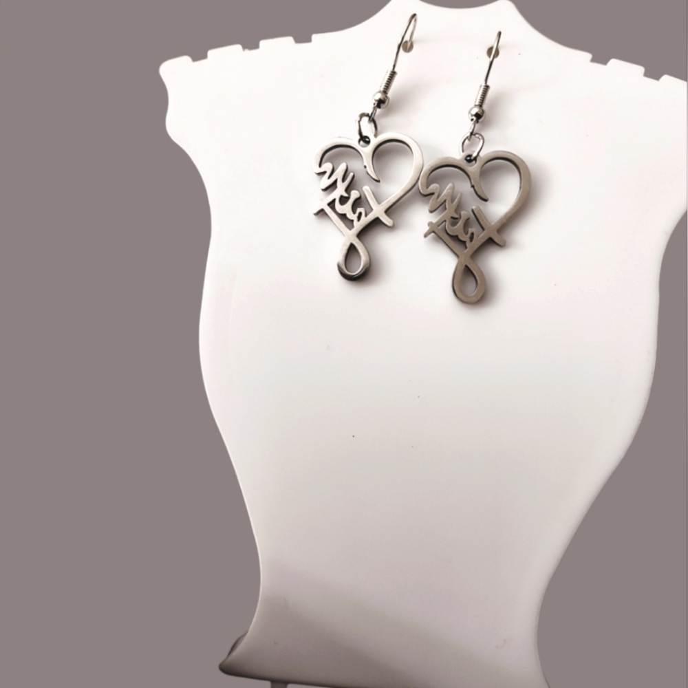 Stainless Steel Heart of Faith Earrings